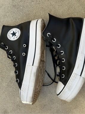 Converse Black Leather Sneakers - Size 7.5